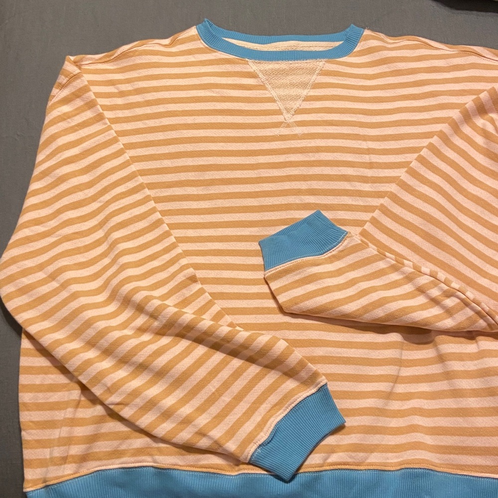 NWOT Free People Classic Striped Oversized Crewneck - Picture 7 of 11